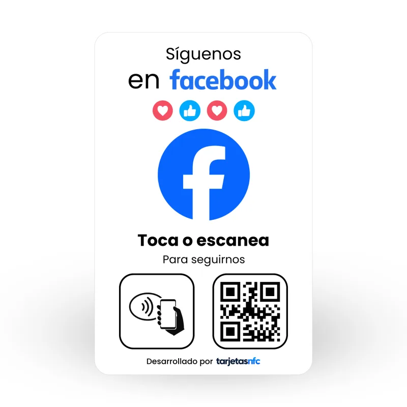 Tarjeta NFC para Facebook con NFC y código QR