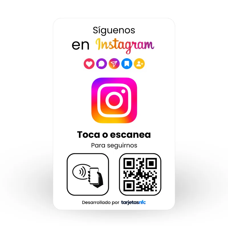 Tarjeta NFC para Instagram con NFC y código QR