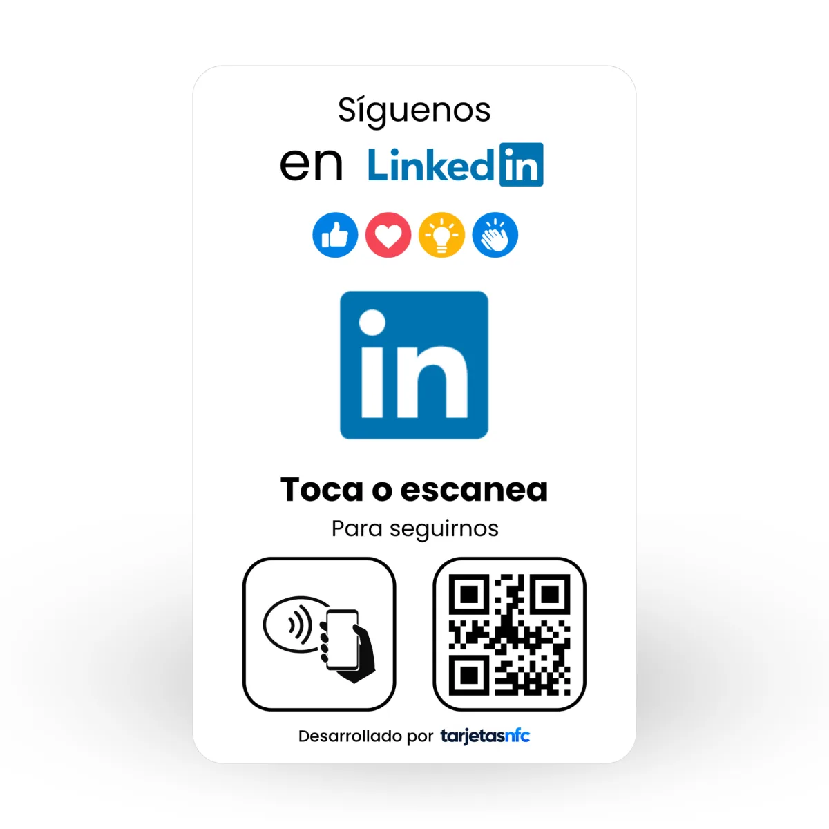 Tarjeta NFC para LinkedIn con chip NFC y código QR