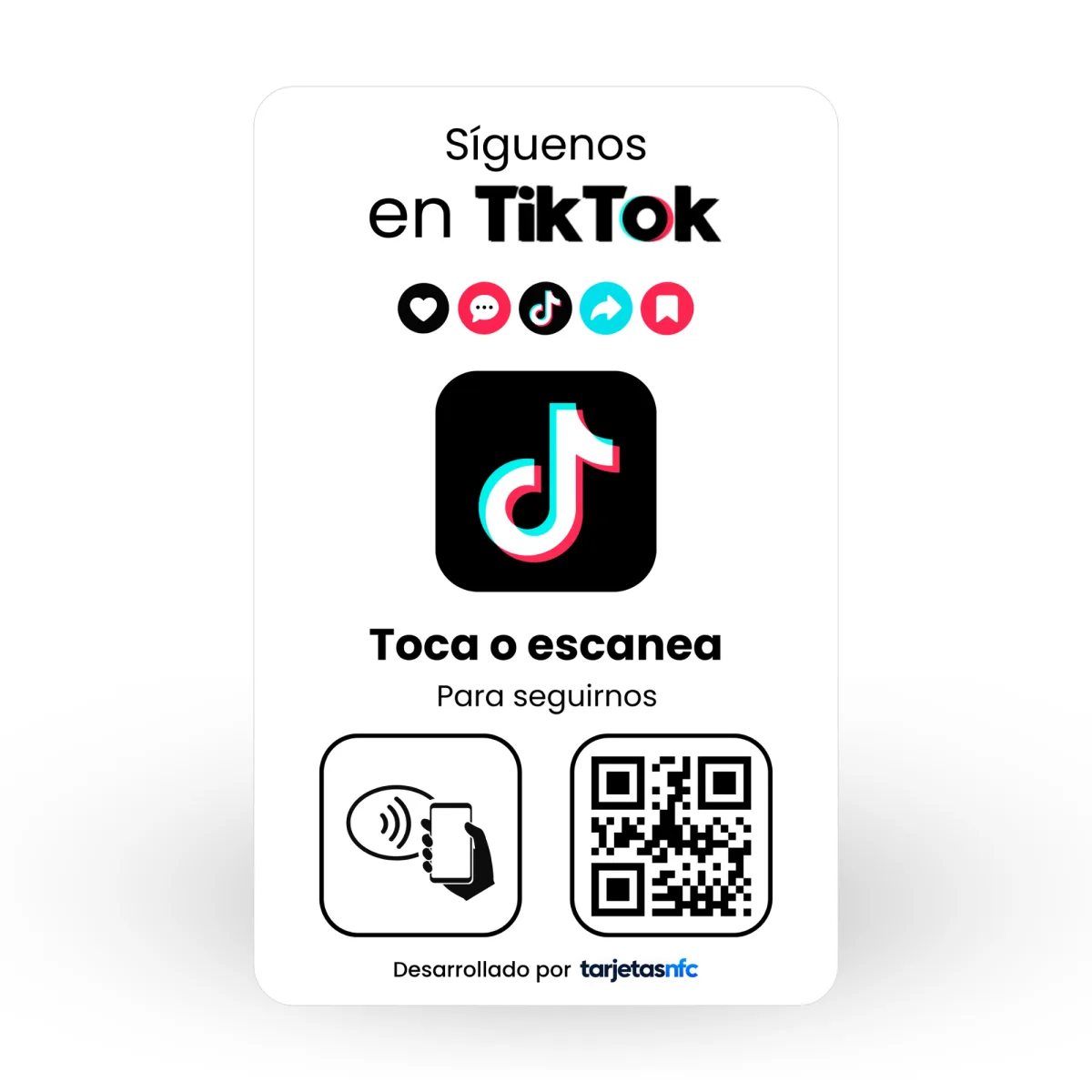 Tarjeta NFC para TikTok con chip NFC y código QR