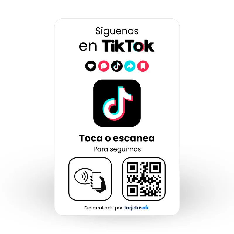 Tarjeta NFC para TikTok con NFC y código QR