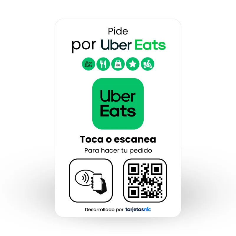 Tarjeta NFC para Uber Eats con NFC y código QR