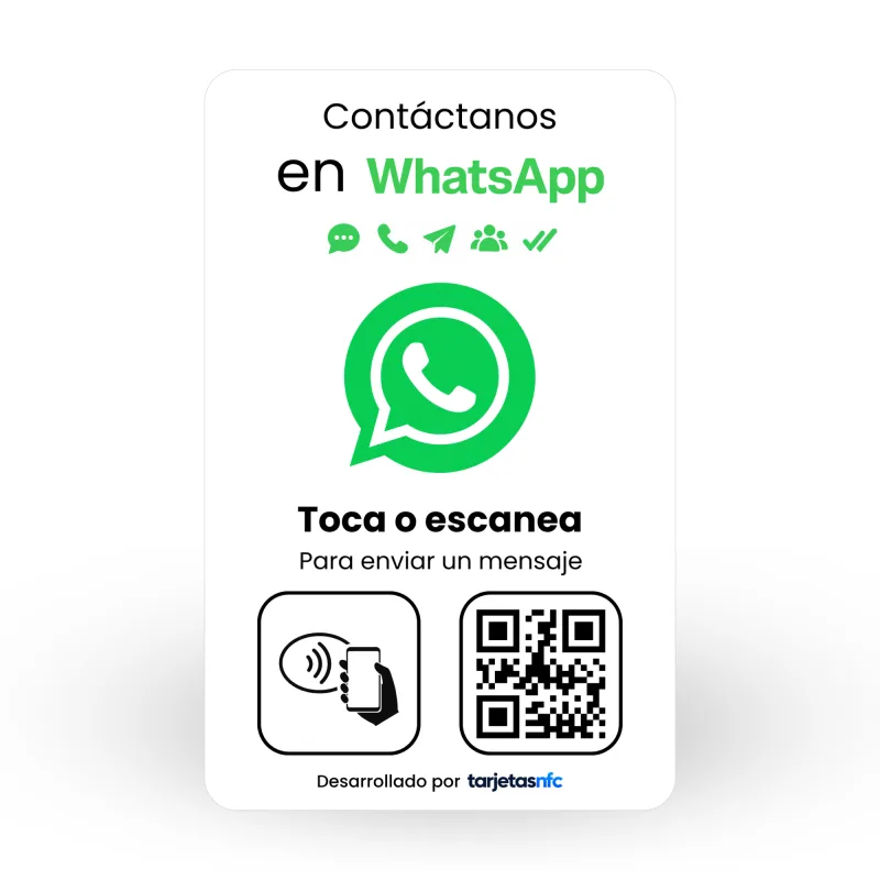 Tarjeta NFC para WhatsApp con NFC y código QR