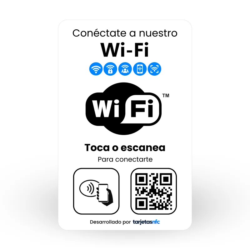 Tarjeta NFC para Wi‑Fi con NFC y código QR